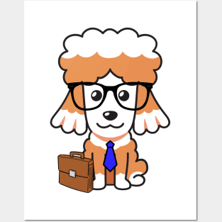 Funny poodle is on the way to work Posters and Art